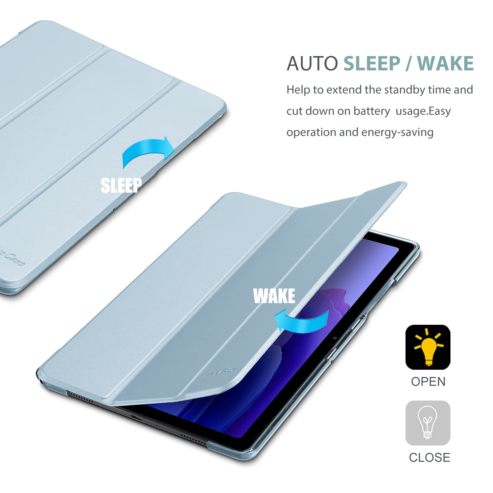 ProCase ProCase Smart Case for Galaxy Tab A7 10.4 Inch 2022 2020 Protective Hard Shell Cover Sky Blue - View 6 of 7