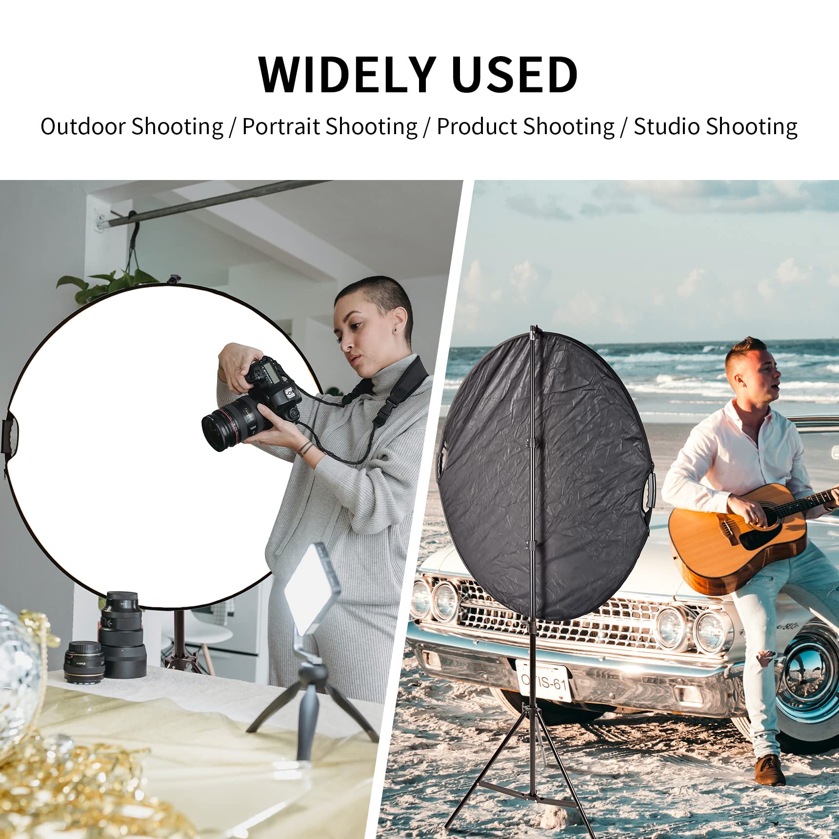 Selens Selens 43 Inch Photography Reflector with 6.5ft Light Stand and Holder Kit for Professional Photography 5 in 1 Reflector - View 2 of 7