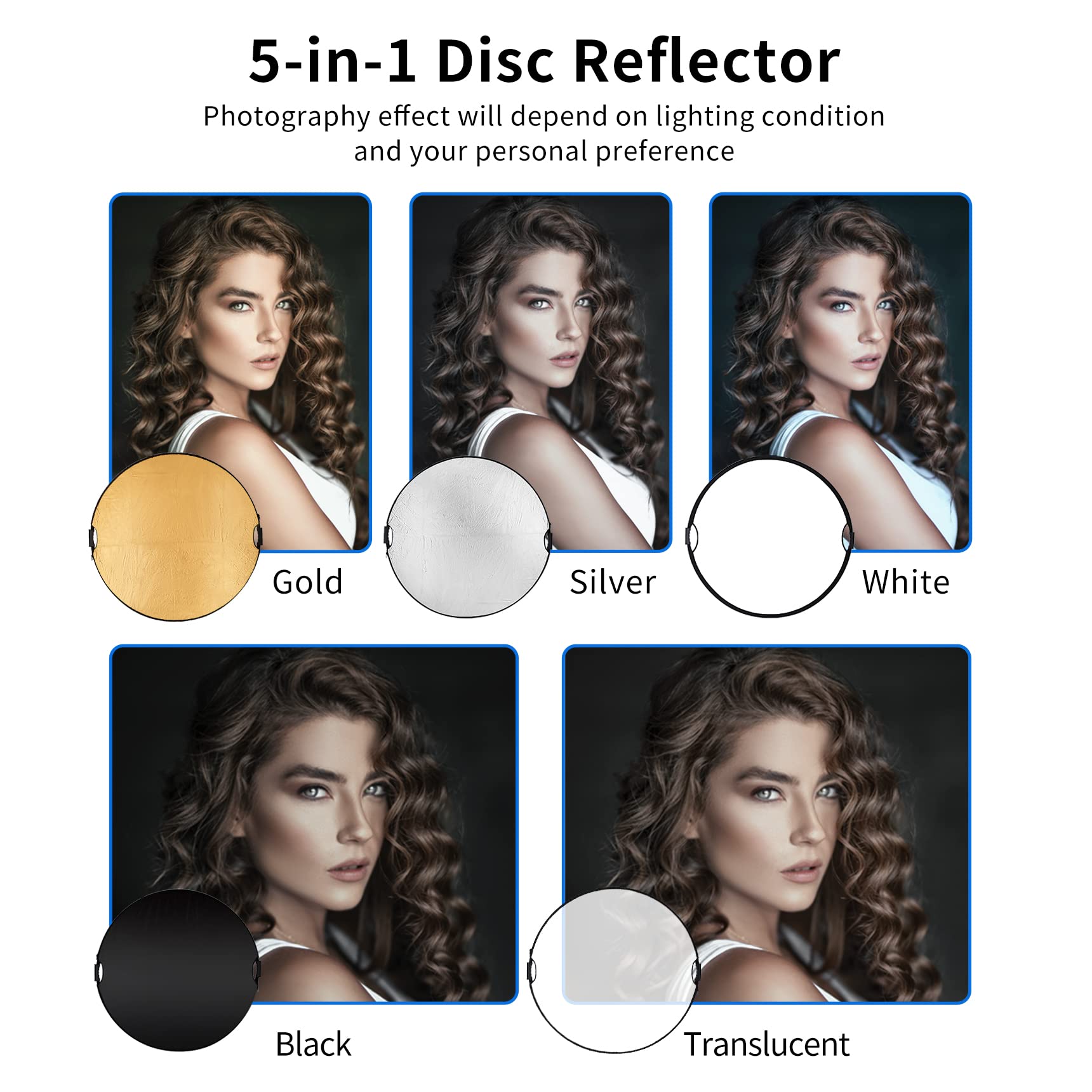 Selens Selens 43 Inch Photography Reflector with 6.5ft Light Stand and Holder Kit for Professional Photography 5 in 1 Reflector - View 4 of 7