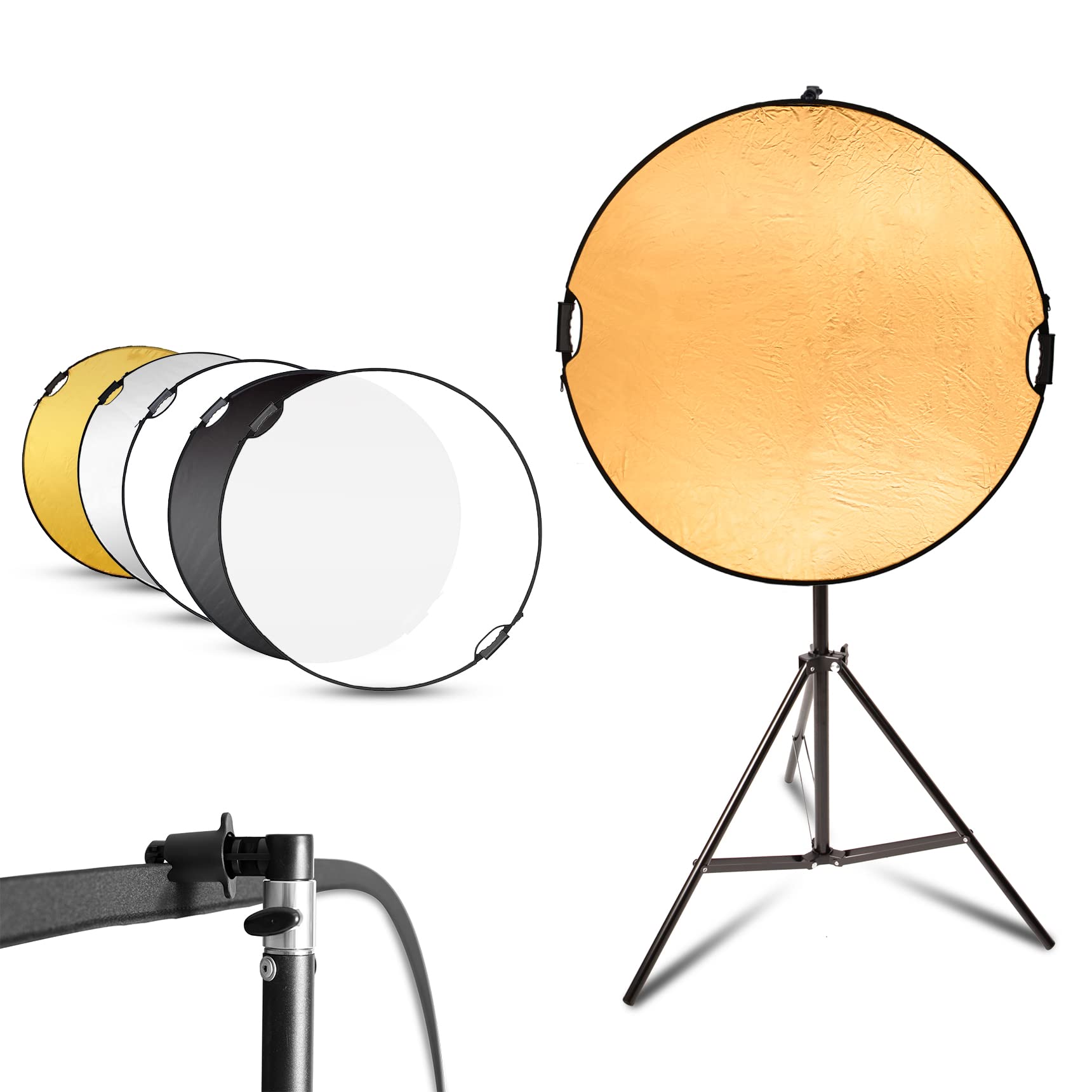 Selens Selens 43 Inch Photography Reflector with 6.5ft Light Stand and Holder Kit for Professional Photography 5 in 1 Reflector