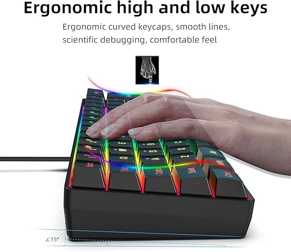 Snpurdiri Snpurdiri 60% Wired Gaming Keyboard: RGB Mini, Waterproof, 61 Keys - Perfect for PC/Mac Gamers & Travel - View 5 of 8