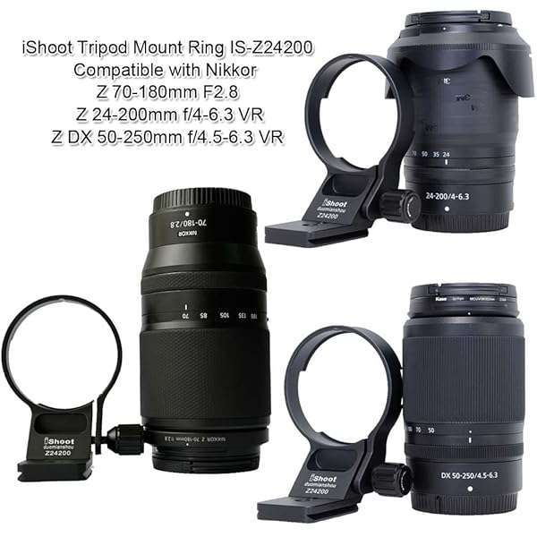 iShoot iShoot Lens Collar Tripod Mount for Nikon Z 24-200mm, DX 50-250mm & Nikkor Z 70-180mm - Arca-Swiss Quick Release Support - View 6 of 11
