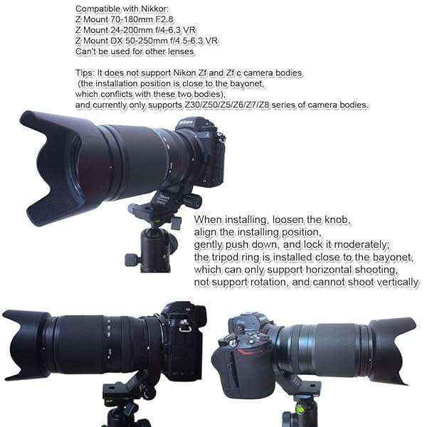iShoot iShoot Lens Collar Tripod Mount for Nikon Z 24-200mm, DX 50-250mm & Nikkor Z 70-180mm - Arca-Swiss Quick Release Support - View 10 of 11