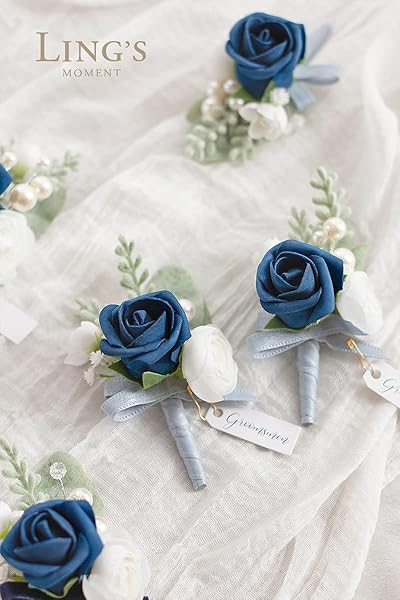 Ling's moment Ling's Moment Navy Blue Artificial Rose Buds and Petite Roses Pack of 24 for DIY Wedding Bouquets Centerpieces and Decorations - View 4 of 7