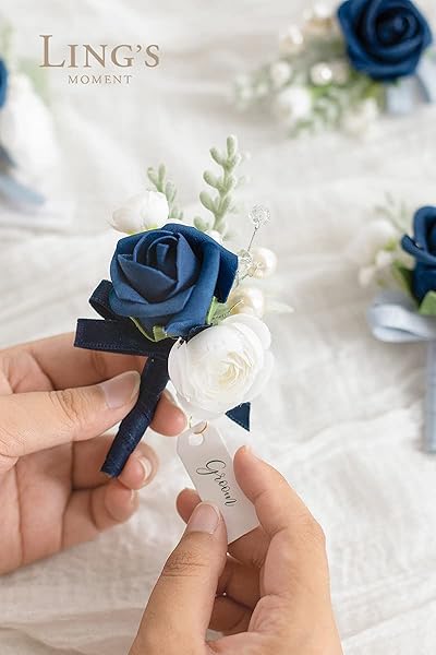 Ling's moment Ling's Moment Navy Blue Artificial Rose Buds and Petite Roses Pack of 24 for DIY Wedding Bouquets Centerpieces and Decorations - View 5 of 7