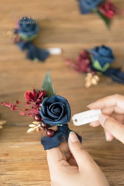 Ling's moment Ling's Moment Navy Blue Artificial Rose Buds and Petite Roses Pack of 24 for DIY Wedding Bouquets Centerpieces and Decorations - View 6 of 7