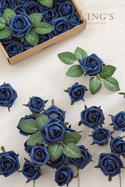 Ling's moment Ling's Moment Navy Blue Artificial Rose Buds and Petite Roses Pack of 24 for DIY Wedding Bouquets Centerpieces and Decorations - View 7 of 7