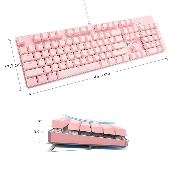 Qisan Qisan 104 Mechanical Gaming Keyboard USB White Backlit Large Size Hot Swappable Blue Switches Compatible with PC Laptop - View 2 of 6