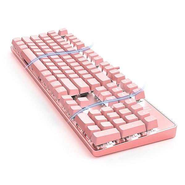 Qisan Qisan 104 Mechanical Gaming Keyboard USB White Backlit Large Size Hot Swappable Blue Switches Compatible with PC Laptop - View 3 of 6