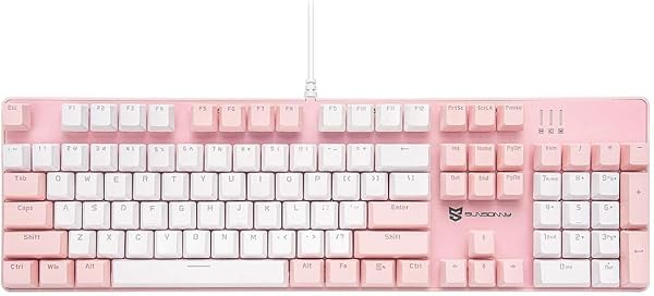 Qisan 104 Mechanical Gaming Keyboard Large USB White Backlit Wired US Layout Brown Switches Hot Swappable Compatible with PC Laptop