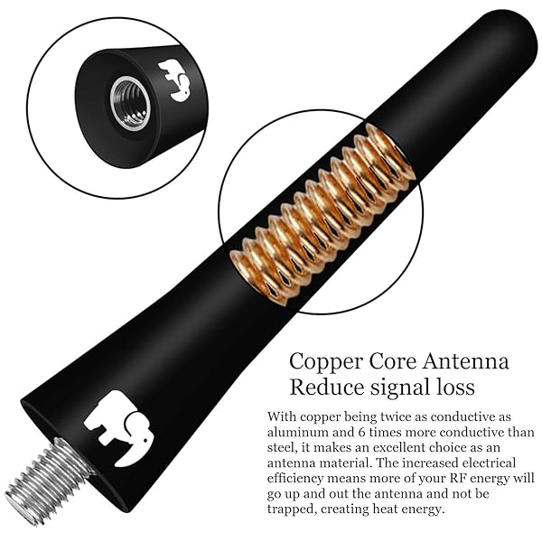 ONE250 ONE250 Short Rubber Copper Core Antenna for Mini Cooper All Models Optimized FM AM Reception - View 3 of 7