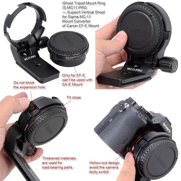 iShoot iShoot Lens Collar Tripod Mount for Canon EF-E & Sigma MC-11 - Arca-Swiss Quick Release Support - View 8 of 11