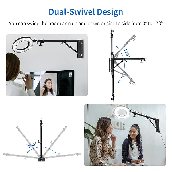 Selens "Selens Wall Mount Boom Arm: Adjustable 51" Camera Mount for Studio Lighting & Photography Gear" - View 5 of 11