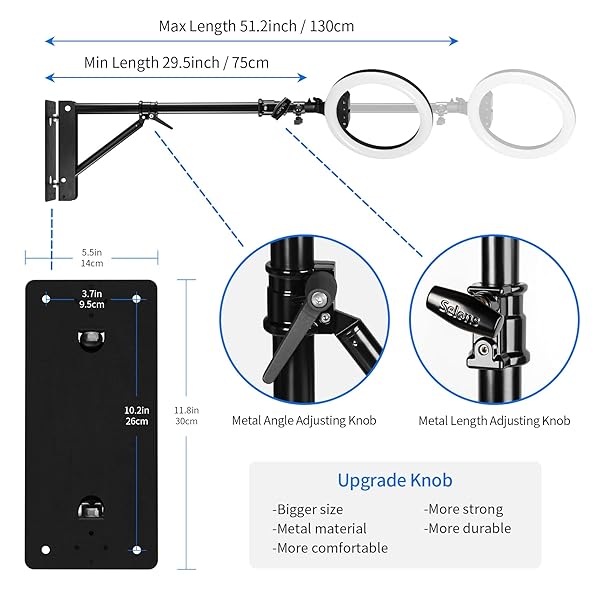 Selens "Selens Wall Mount Boom Arm: Adjustable 51" Camera Mount for Studio Lighting & Photography Gear" - View 7 of 11