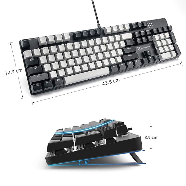 Qisan Qisan 104 Mechanical Gaming Keyboard USB White Backlit Large Size Hot Swappable Blue Switches Compatible with PC Laptop - View 2 of 5