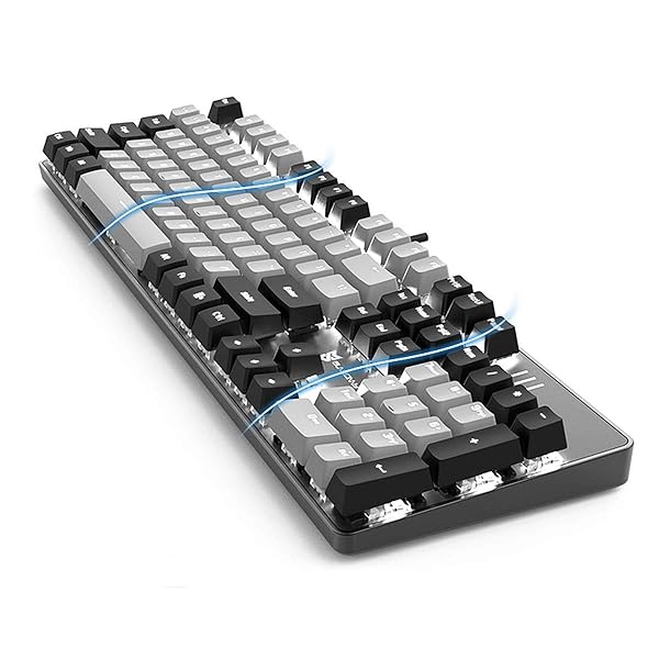 Qisan Qisan 104 Mechanical Gaming Keyboard USB White Backlit Large Size Hot Swappable Blue Switches Compatible with PC Laptop - View 3 of 5