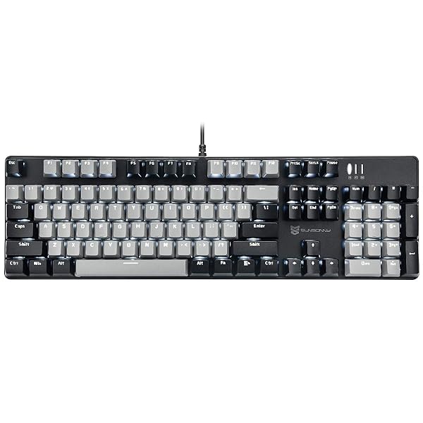 Qisan 104 Mechanical Gaming Keyboard USB White Backlit Large Size Hot Swappable Blue Switches Compatible with PC Laptop