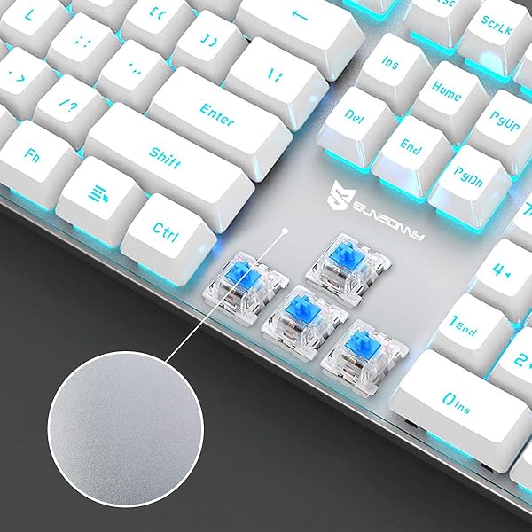 Qisan Qisan 104 Mechanical Gaming Keyboard USB White Backlit Hot Swappable Blue Switches Compatible with PC and Laptop - View 5 of 5