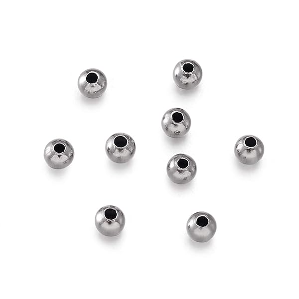 Craftdady Craftdady 1000Pcs 3mm Smooth Round Metal Spacer Beads 316 Stainless Steel for Jewelry Necklace Bracelet Making 1mm Hole - View 2 of 3