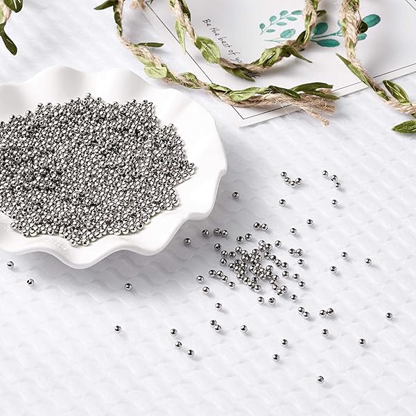 Craftdady Craftdady 1000Pcs 3mm Smooth Round Metal Spacer Beads 316 Stainless Steel for Jewelry Necklace Bracelet Making 1mm Hole - View 3 of 3