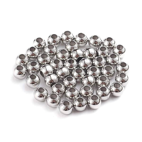 Craftdady 1000Pcs 3mm Smooth Round Metal Spacer Beads 316 Stainless Steel for Jewelry Necklace Bracelet Making 1mm Hole