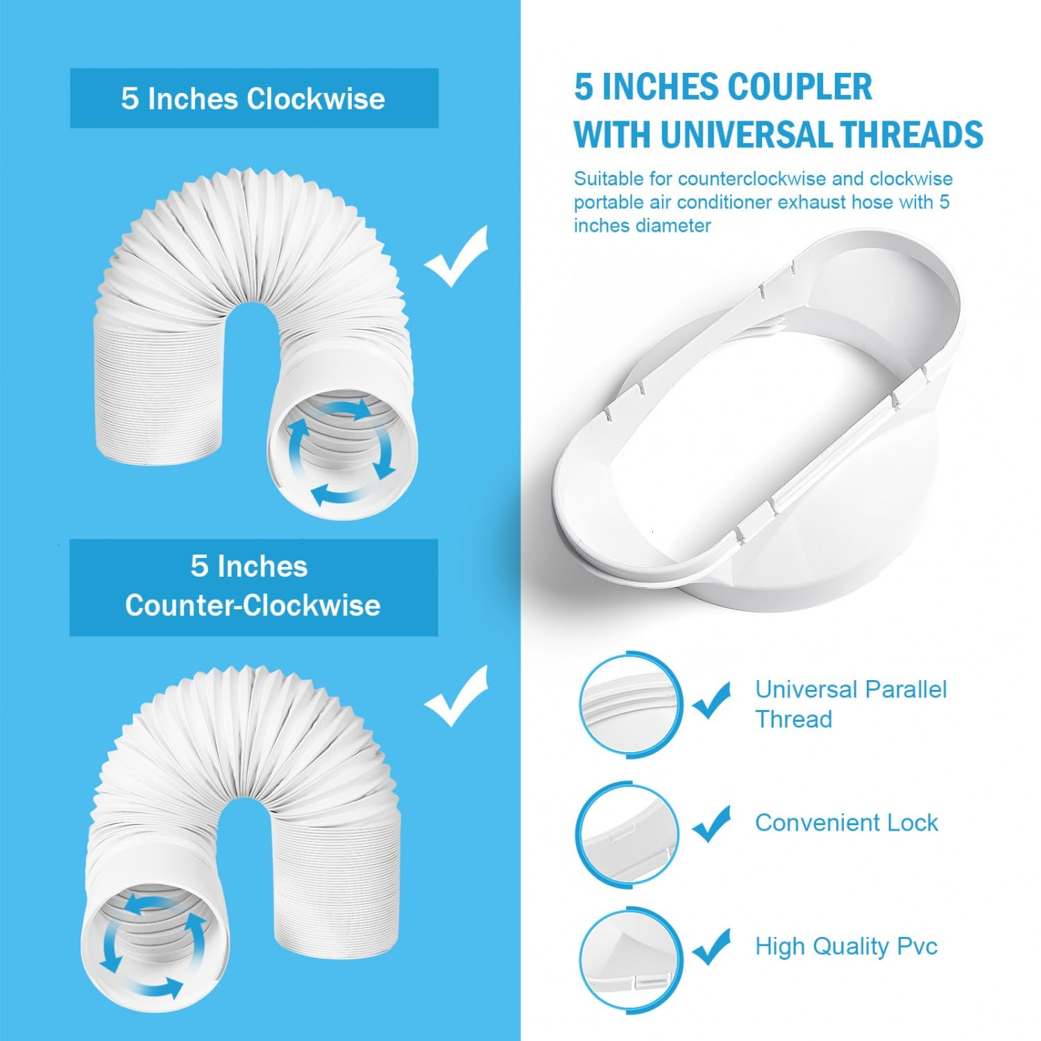 YoleShy YoleShy Portable Air Conditioner Window Kit Adjustable Seal for AC Unit Sliding Vent Kit for 5 Inch Exhaust Hose - View 4 of 8