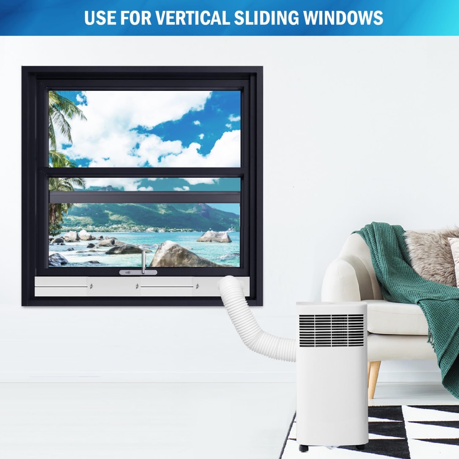 YoleShy YoleShy Portable Air Conditioner Window Kit Adjustable Seal for AC Unit Sliding Vent Kit for 5 Inch Exhaust Hose - View 8 of 8