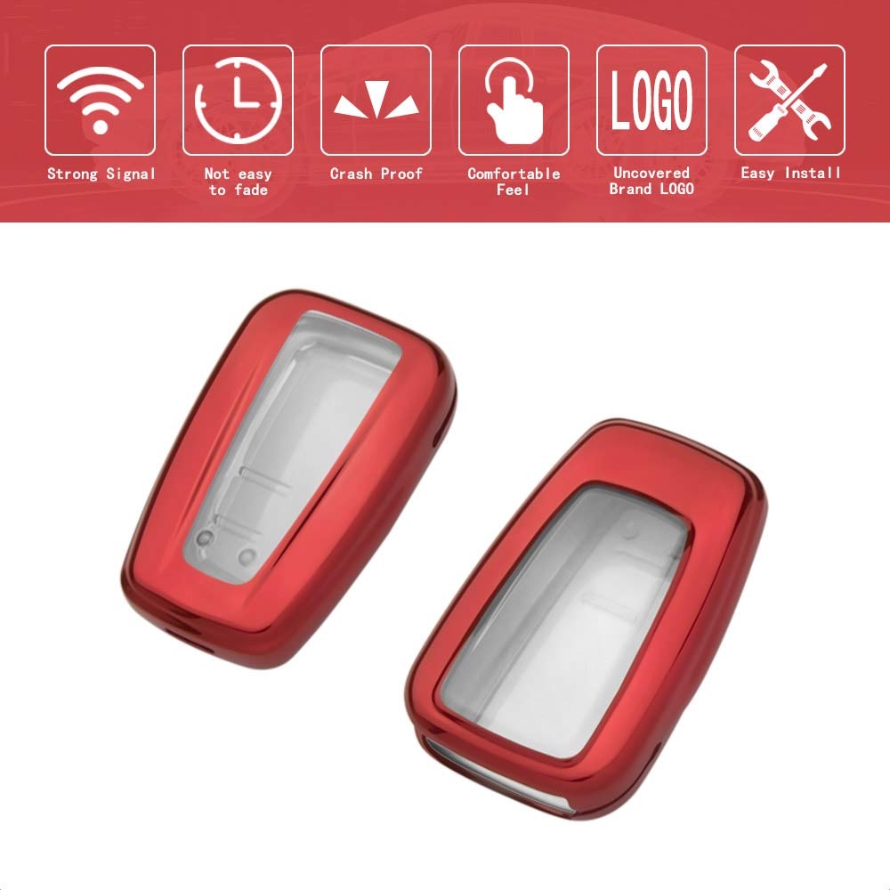 TANGSEN Red TPU Smart Key Fob Case for Toyota Avalon Camry C-HR Corolla Prius Prime RAV4 Keyless Entry Remote Control Accessories - View 3 of 7