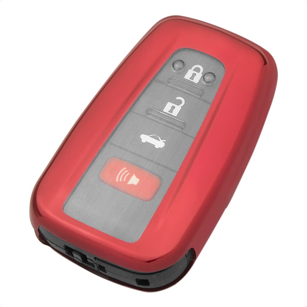 TANGSEN Red TPU Smart Key Fob Case for Toyota Avalon Camry C-HR Corolla Prius Prime RAV4 Keyless Entry Remote Control Accessories