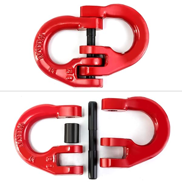QWORK QWORK G80 Alloy Steel Hammerlock Coupling Link 1/2 Inch Red Painted 12000 lbs Working Load Limit 2 Pack - View 4 of 7
