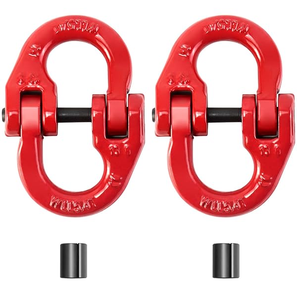 QWORK G80 Alloy Steel Hammerlock Coupling Link 1/2 Inch Red Painted 12000 lbs Working Load Limit 2 Pack