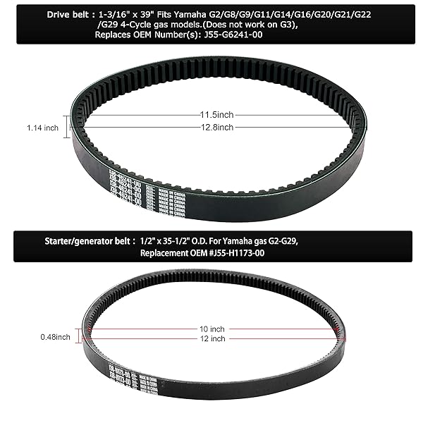 Roykaw Roykaw Golf Cart Drive and Starter Generator Belt for Yamaha G2 to G29 and G16 to G22 Models 2012.5 and Newer - View 2 of 7