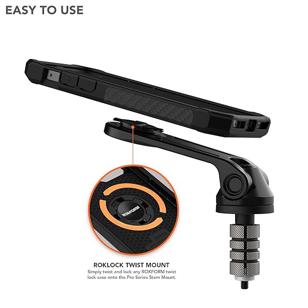 Rokform Rokform Pro Series Motorcycle Stem Phone Mount for Sport Bikes 12-24mm Quad Tab Twist Lock and Magnet Black - View 3 of 7