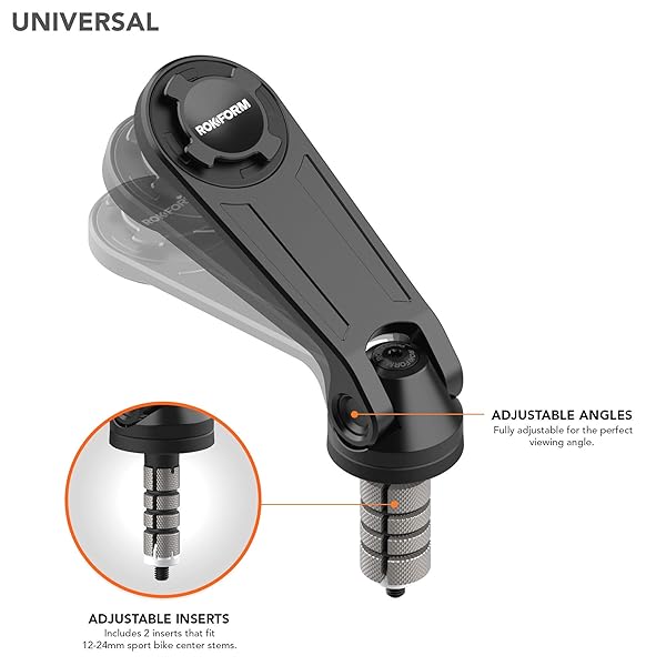 Rokform Rokform Pro Series Motorcycle Stem Phone Mount for Sport Bikes 12-24mm Quad Tab Twist Lock and Magnet Black - View 5 of 7