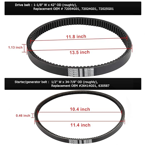Roykaw ROYKAW EZGO TXT Gas Drive Belt and Starter Belts Kit for EZGO Golf Carts 1994-2013 OEM 72054G01 72024G01 72025G01 26414G01 - View 2 of 7