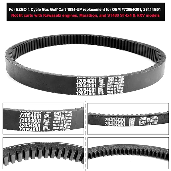 Roykaw ROYKAW EZGO TXT Gas Drive Belt and Starter Belts Kit for EZGO Golf Carts 1994-2013 OEM 72054G01 72024G01 72025G01 26414G01 - View 4 of 7