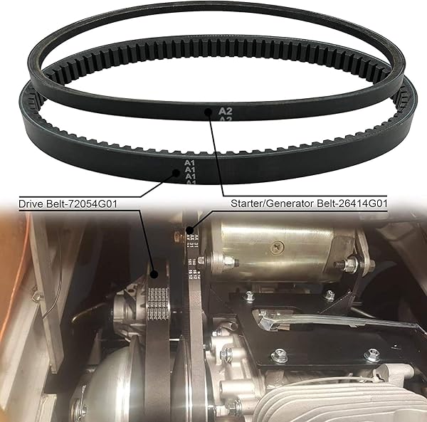 Roykaw ROYKAW EZGO TXT Gas Drive Belt and Starter Belts Kit for EZGO Golf Carts 1994-2013 OEM 72054G01 72024G01 72025G01 26414G01 - View 6 of 7