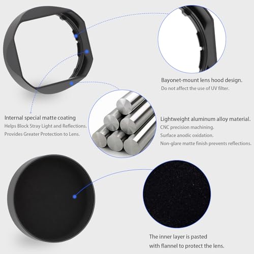 Haoge Haoge LH-X53B Square Metal Lens Hood Shade with Cap for Fujifilm XF 35mm F1.4 R Lens Compatible with X-H1 X-T4 X-T3 X-T2 X-T30 X-Pro3 X-T5 - View 2 of 9