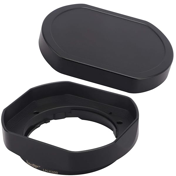 Haoge LH-X35B Metal Square Bayonet Lens Hood for Fujinon XF35mmF2 XF23mmF2 XC35mmF2 with Metal Front Cap Replacement