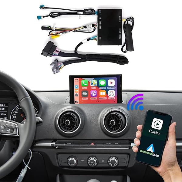 Road Top Road Top Wireless Carplay Android Auto Retrofit Kit for Audi A3 2013-2018 with Siri Mirror Link Reverse Camera and Navigation Support