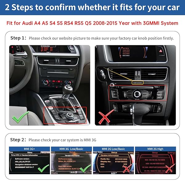 Road Top Road Top Wireless Carplay Android Auto Retrofit Kit for Audi A4 A5 S4 S5 RS4 RS5 Q5 2008-2015 with 3GMMI System Navigation and Camera Support - View 2 of 7