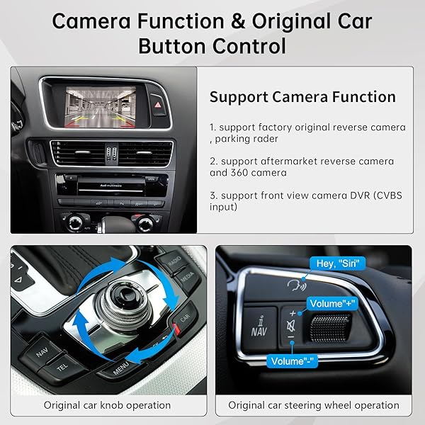 Road Top Road Top Wireless Carplay Android Auto Retrofit Kit for Audi A4 A5 S4 S5 RS4 RS5 Q5 2008-2015 with 3GMMI System Navigation and Camera Support - View 5 of 7