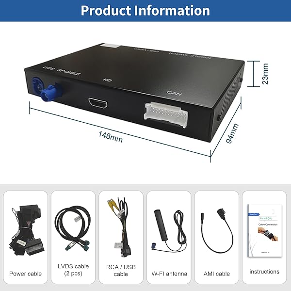 Road Top Road Top Wireless Carplay Android Auto Retrofit Kit for Audi A4 A5 S4 S5 RS4 RS5 Q5 2008-2015 with 3GMMI System Navigation and Camera Support - View 7 of 7