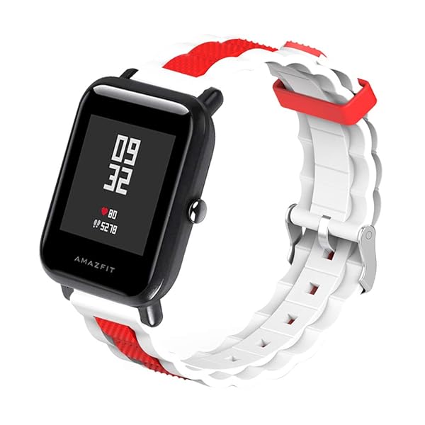 Hemobllo Hemobllo Sports Breathable Wristband Silicone Rubber Watch Band Strap 20mm Red and White Compatible Durable and Comfortable - View 3 of 9