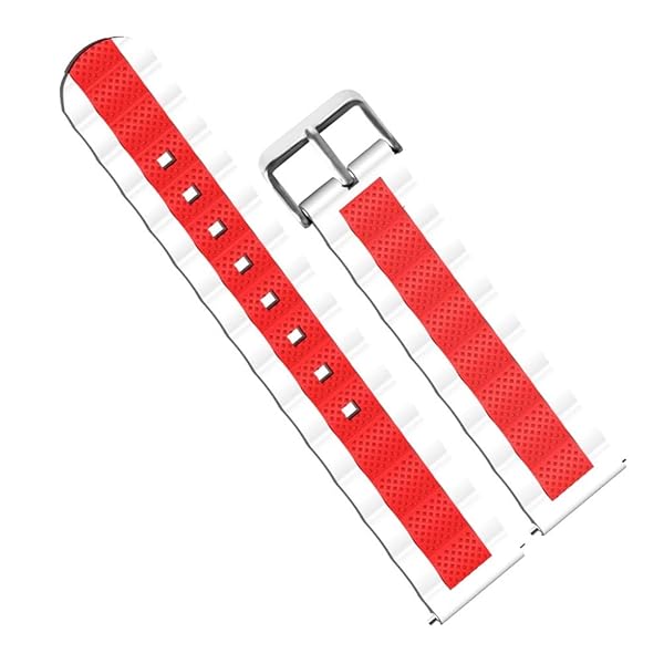 Hemobllo Hemobllo Sports Breathable Wristband Silicone Rubber Watch Band Strap 20mm Red and White Compatible Durable and Comfortable - View 4 of 9
