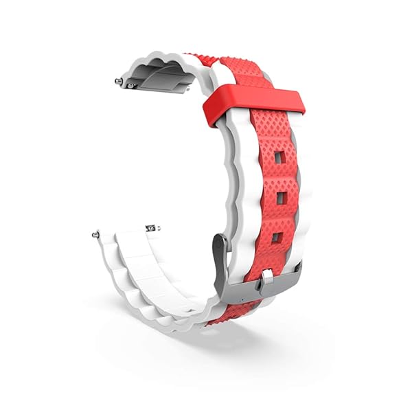 Hemobllo Hemobllo Sports Breathable Wristband Silicone Rubber Watch Band Strap 20mm Red and White Compatible Durable and Comfortable - View 5 of 9