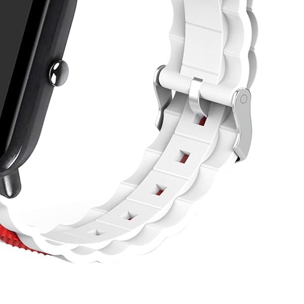 Hemobllo Hemobllo Sports Breathable Wristband Silicone Rubber Watch Band Strap 20mm Red and White Compatible Durable and Comfortable - View 6 of 9