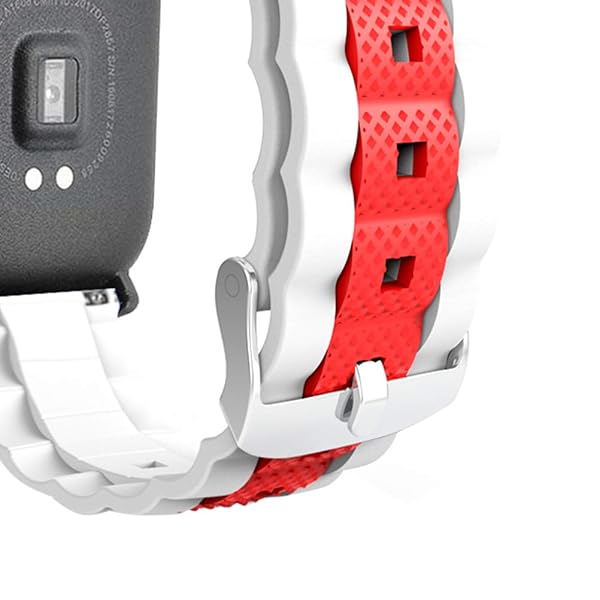 Hemobllo Hemobllo Sports Breathable Wristband Silicone Rubber Watch Band Strap 20mm Red and White Compatible Durable and Comfortable - View 7 of 9