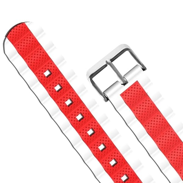 Hemobllo Hemobllo Sports Breathable Wristband Silicone Rubber Watch Band Strap 20mm Red and White Compatible Durable and Comfortable - View 8 of 9
