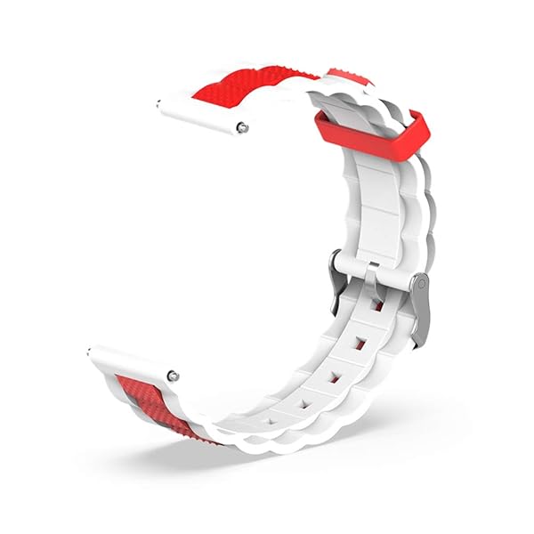 Hemobllo Hemobllo Sports Breathable Wristband Silicone Rubber Watch Band Strap 20mm Red and White Compatible Durable and Comfortable - View 9 of 9